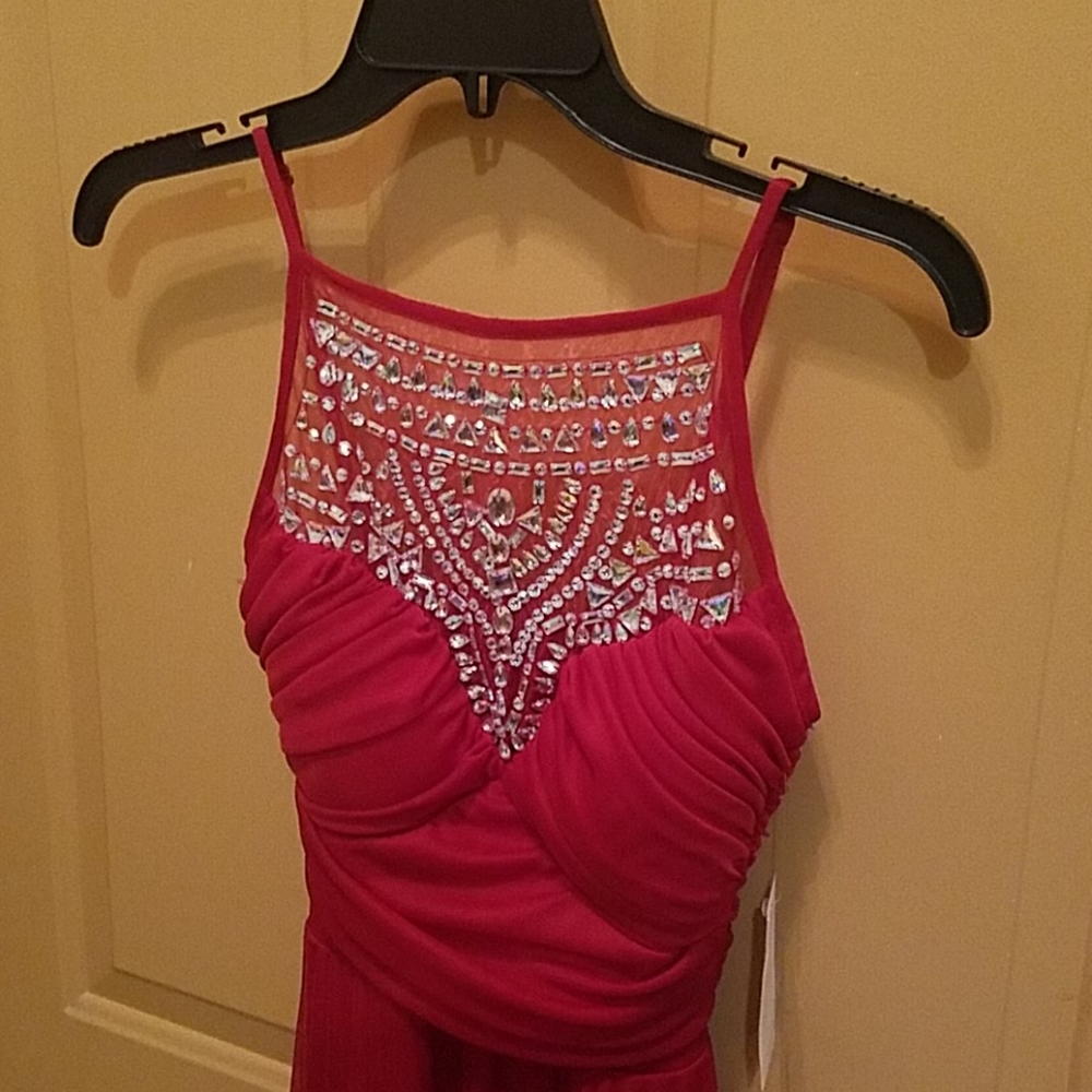 Red floor length dress